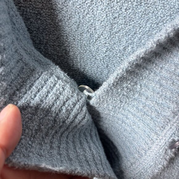 J. Jill Womens oversized XS Petite Hooded Blue Button-Up Cardigan Sweater - Picture 3 of 7